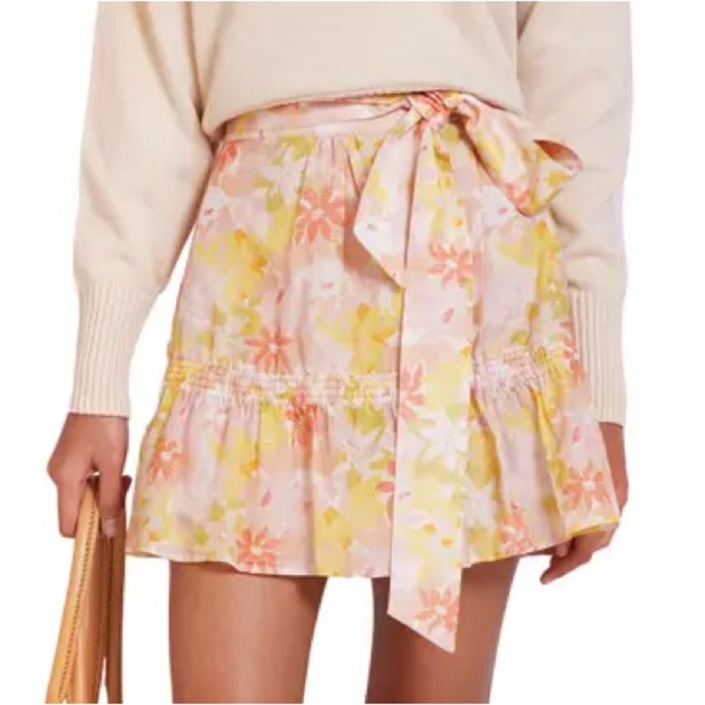 NWT Magali Pascal Maggie Floral Print Wrap Skirt in Vintage Bloom Light